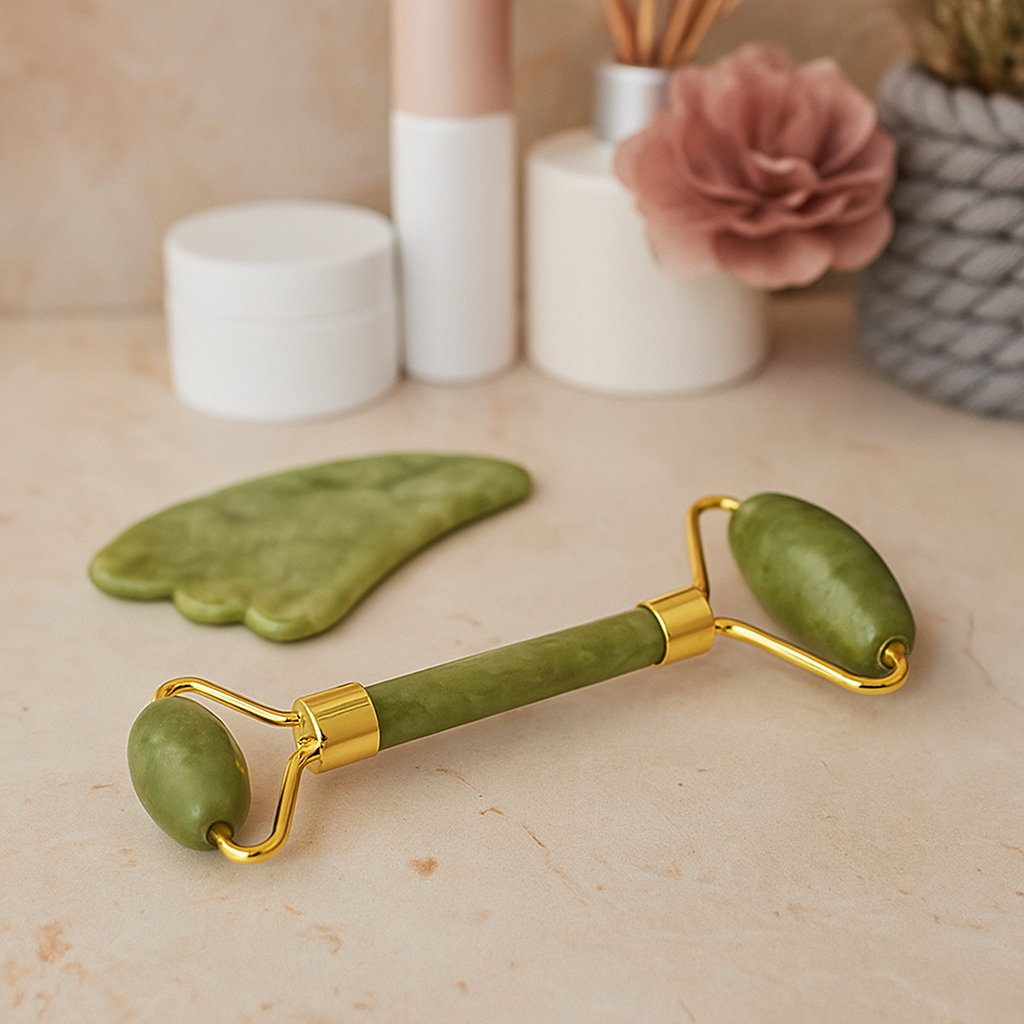Gesichtsroller aus grünem Jade – Frische, Klarheit und Balance