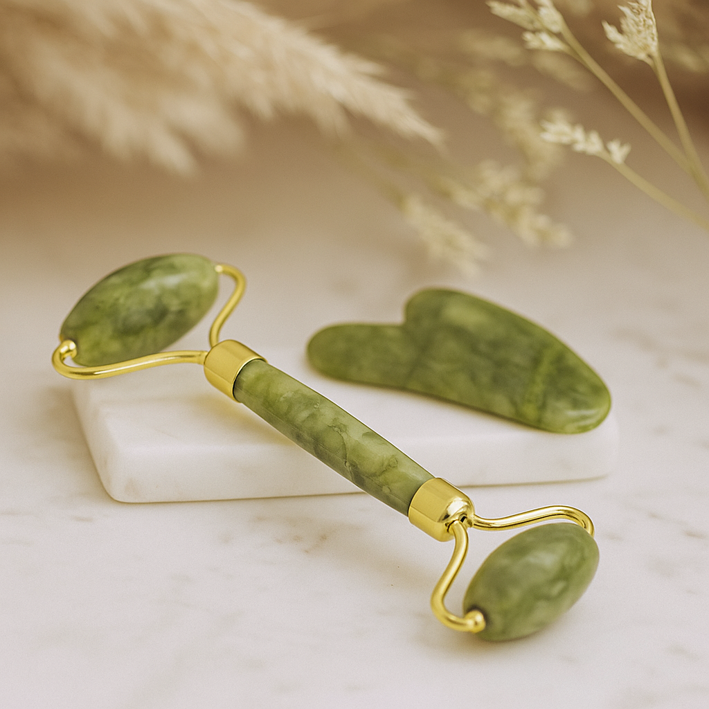 Gesichtsroller aus grünem Jade – Frische, Klarheit und Balance
