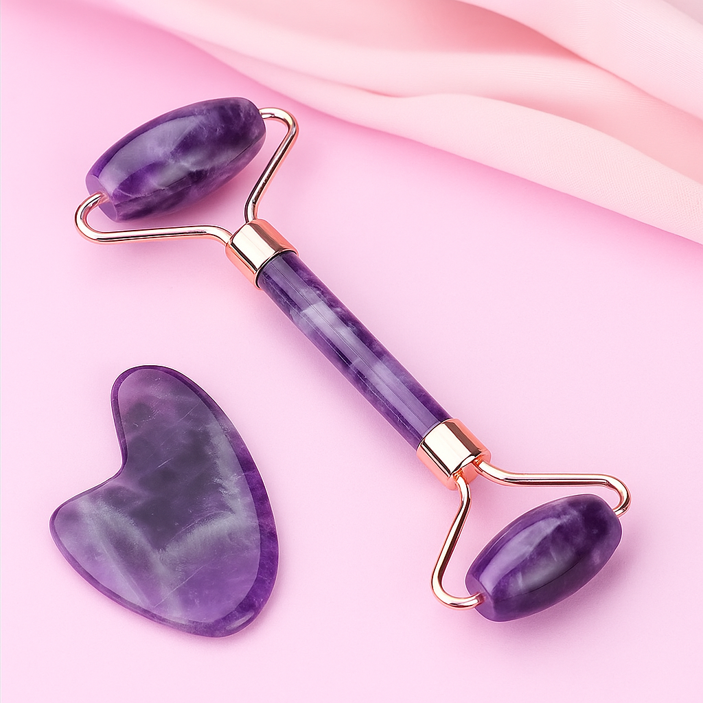 Amethyst Wellness-Set – Gesichtsmassage-Roller