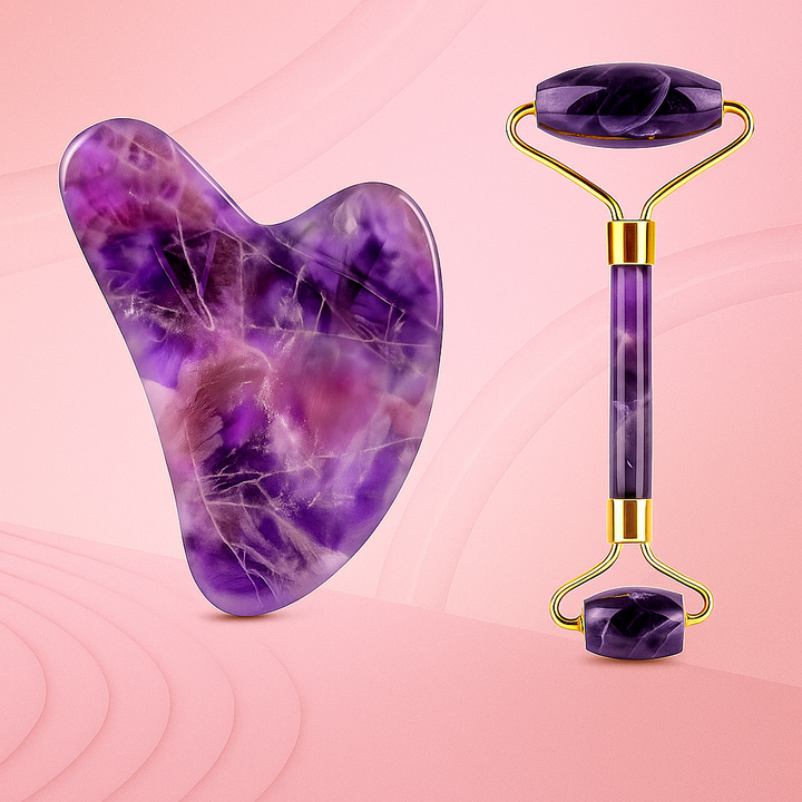 Amethyst Wellness-Set – Gesichtsmassage-Roller